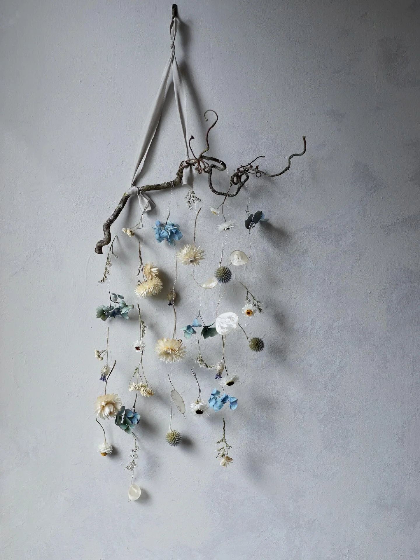 I&rsquo;ve been wanting to make a dried flower mobile in these calming colours for a while. This one was made especially for the farOpen spring show and is now hanging in Sixteen Gallery next to other amazing works by talented local artists. The exhi