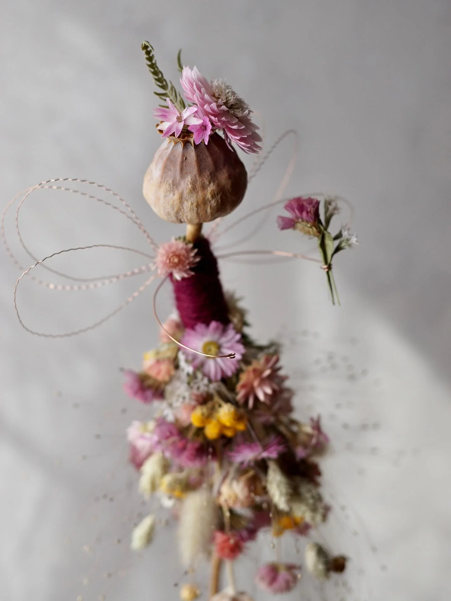 Another wee flower fairy, this time in pink 🌸💕

#driedflowerfairy #flowerfairy #poppypod