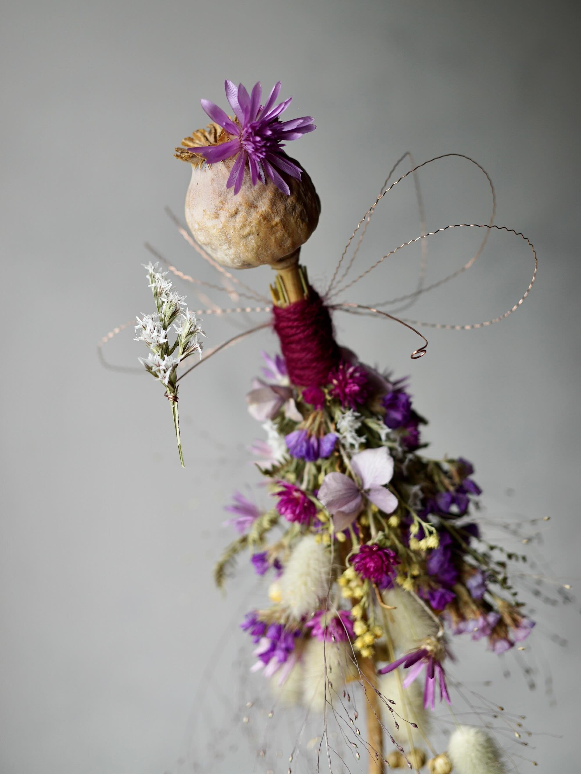 This birthday fairy was a request that came all the way from New Zealand for a family member here in the UK 💜 I hope she brought a bit of nostalgia and whimsy to a special day ✨

#flowerfairies #driedflowerfairy #nostalgicmoments