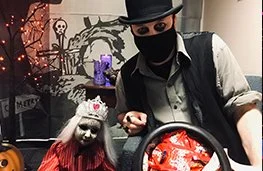 Oliver “The Caretaker” Collins (aka Jamie Ostrander) at community trick or treat event