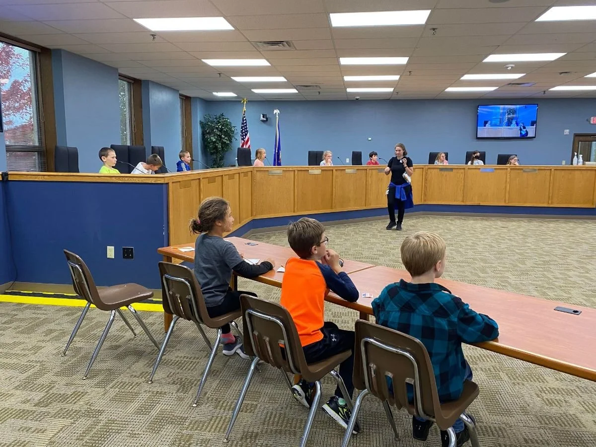 Youth Meeting Simulation in City Hall Council Chambers