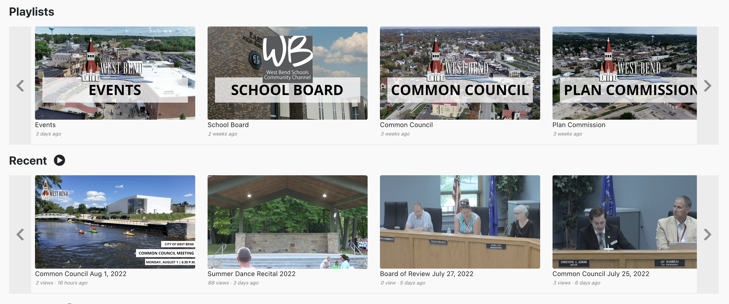 Online video-on-demand playlist features meetings and events