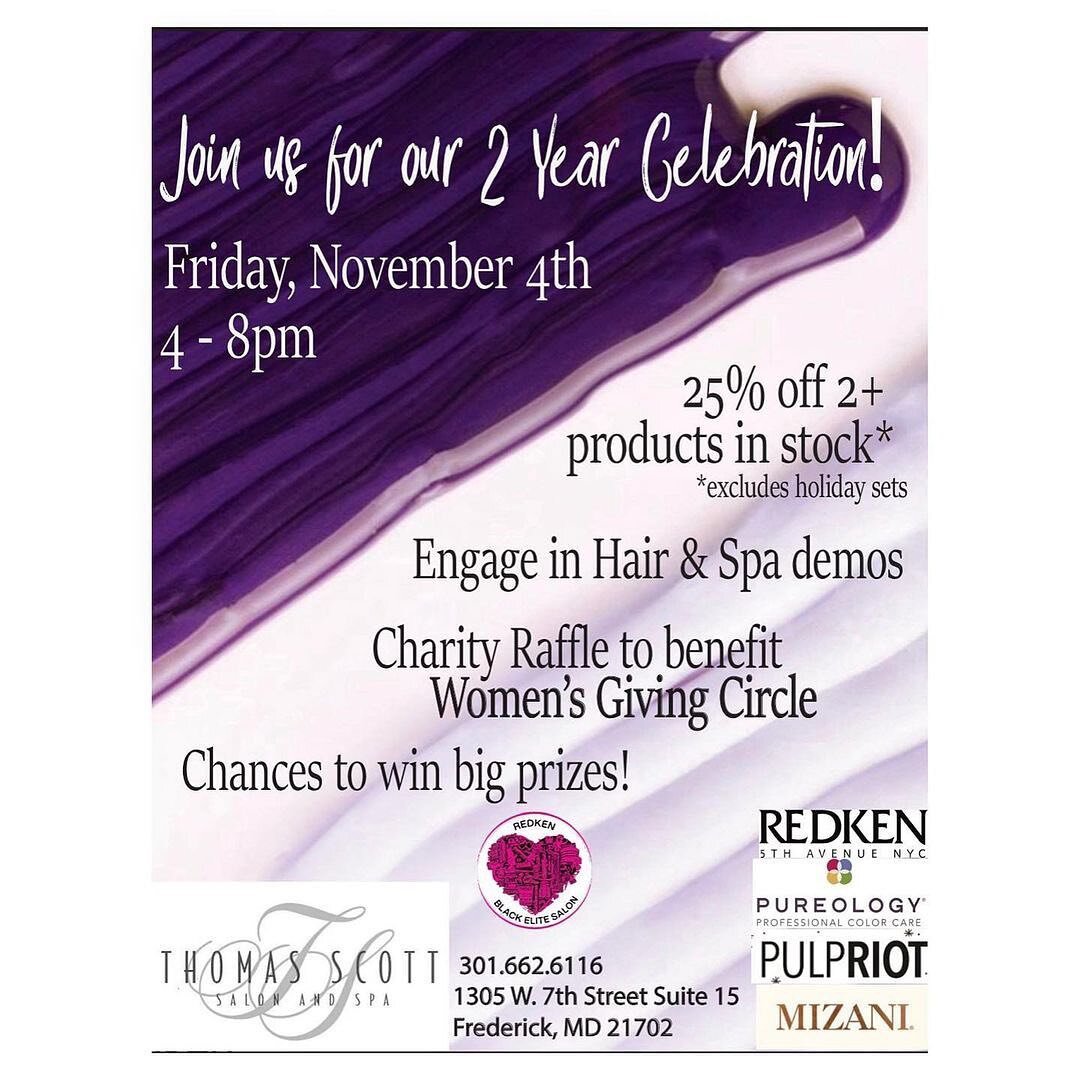Will you share this toast with us this Friday? Join us for light refreshment, multiple stations of tutorials, hair and spa demonstrations, and beauty STEALS this Friday November 4th from 4pm-9pm. 

We have been in our new location for two years, and 
