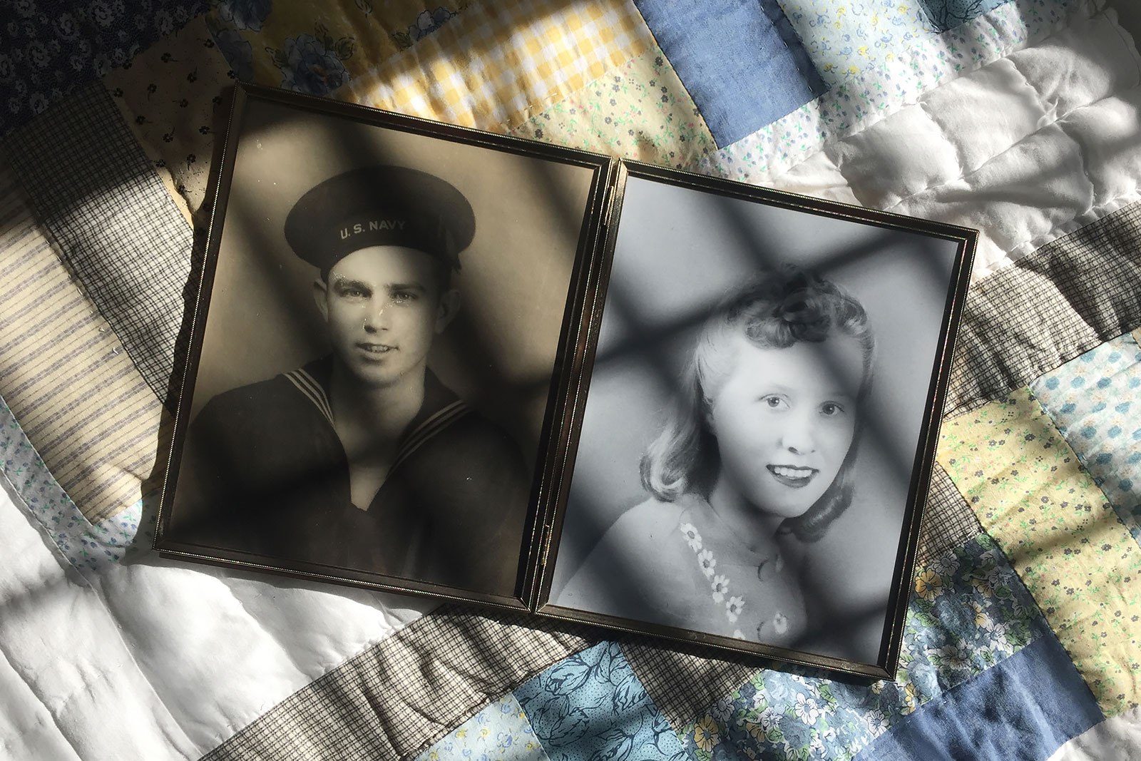 Portraits of my mam-maw & pap-paw, William Jesse Wallace, and Helen Conley Norton Wallace, circa 1944-1945. My pap-paw was in the US Navy and served on the USS Wisconsin (BB-64) during WWII in a 16-inch gun crew, mam-maw helped sew tents for GIs.