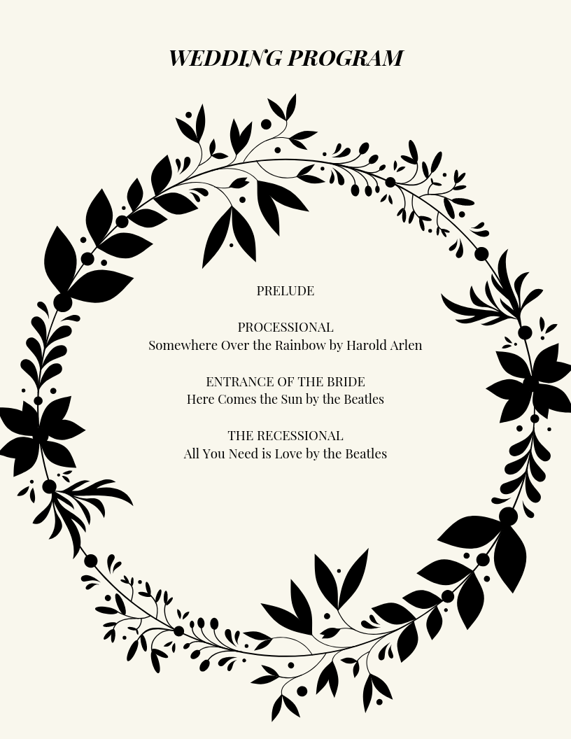 Sentimental Sample Wedding Program