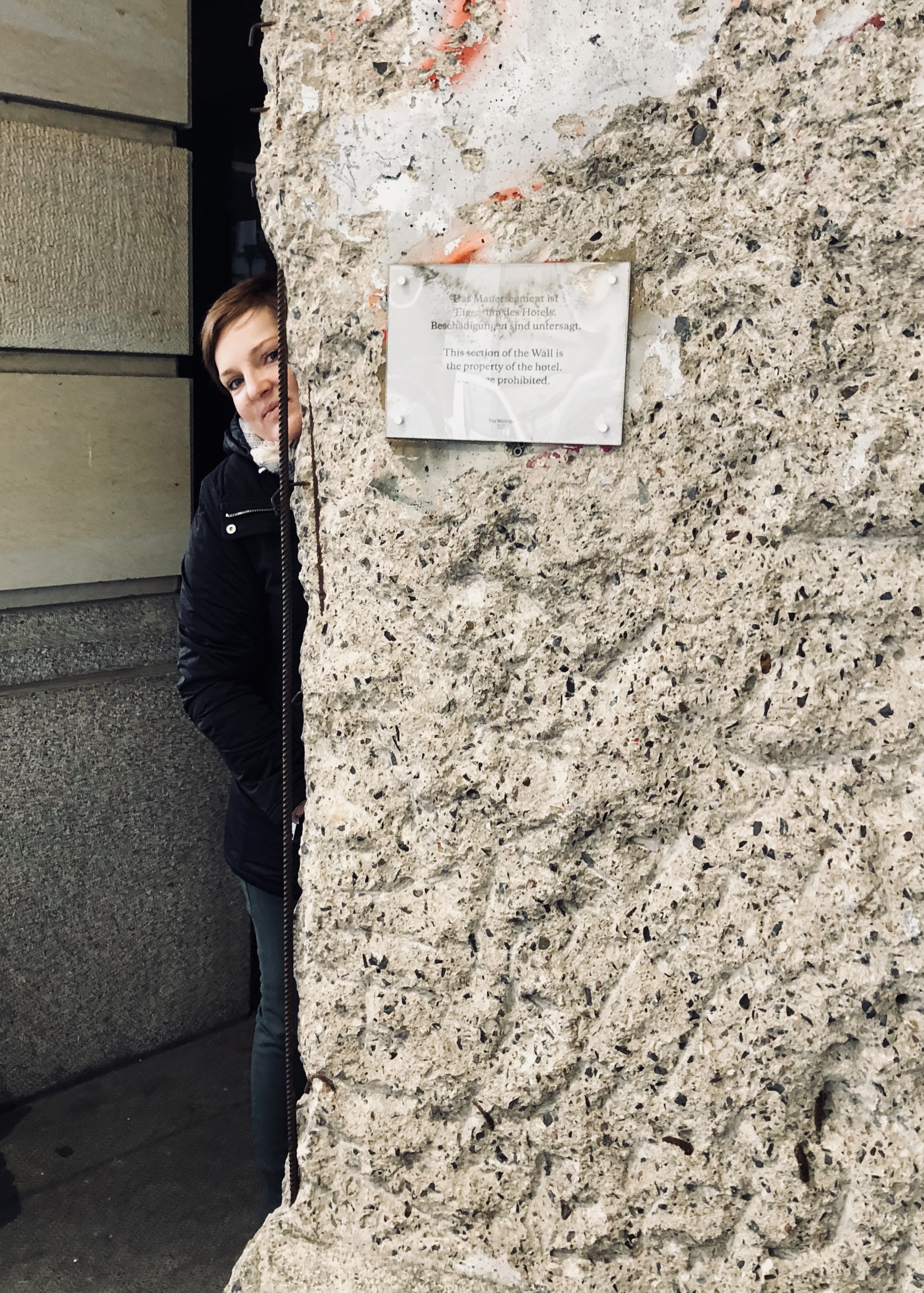 Me peeking out from behind “The Wall” - at least a piece of it.