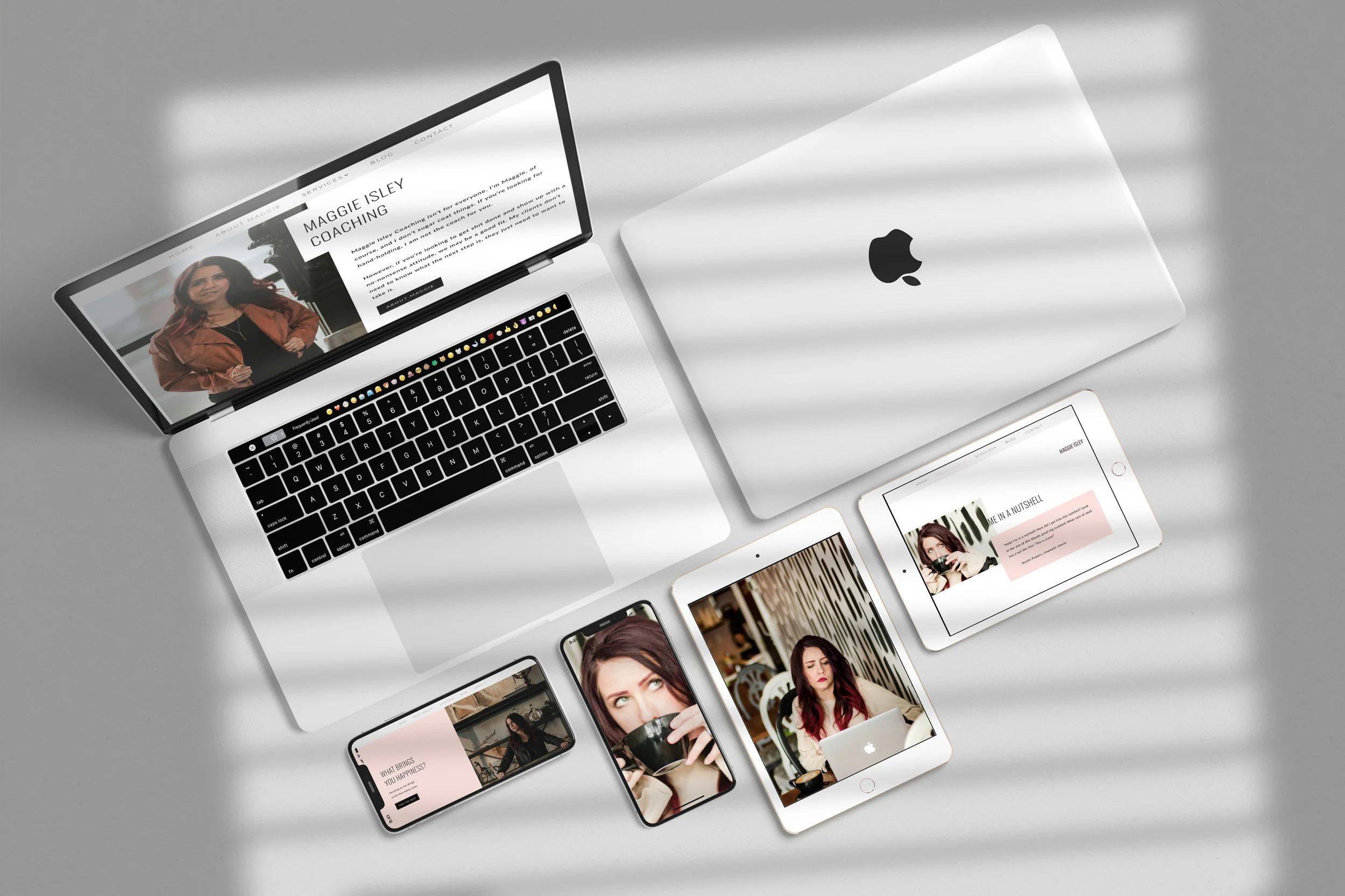 Client, Maggie Isley, designed her own website with the help of Tall Hair Creative photography - maggieisleycoaching.com