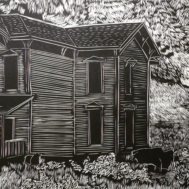 Randall House, woodcut, 26&rdquo;x41&rdquo; original, $850