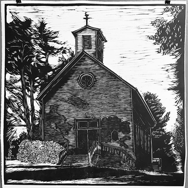 St Mary Magdalene, Linocut, 30&rdquo;x30&rdquo; original print $850 (unframed)