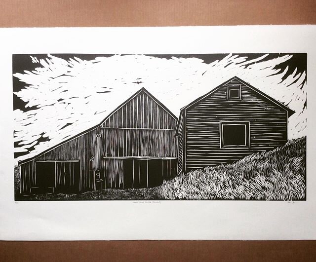 Straus Home Ranch (reversed), woodcut, 26&rdquo;x41&rdquo; original print, $750 (unframed)