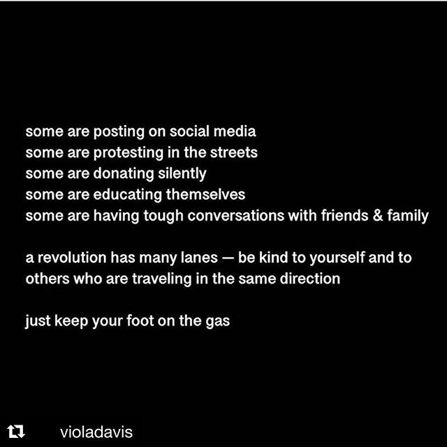 #Repost @violadavis
・・・
Radical change can take place in homes, in schools, in boardrooms, voting booths, etc... 401 yrs of systemic racism needs a comprehensive array of radical revolutionary intervention. ❤🤜🏿
🔁@octaviaspencer