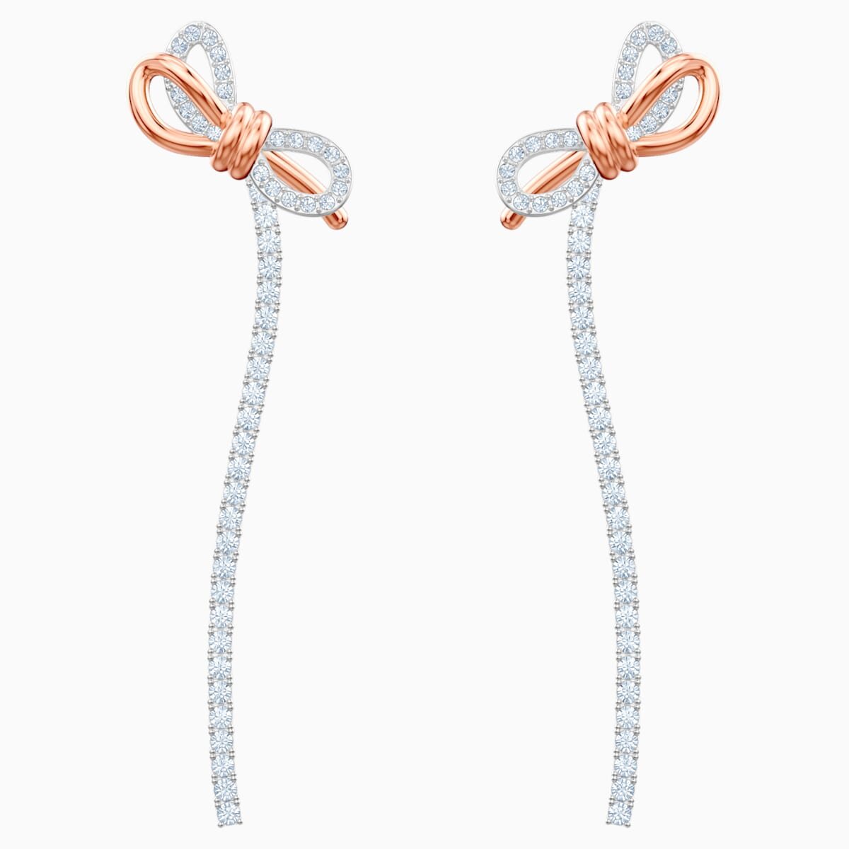 SWAROVSKI LIFELONG BOW PIERCED EARRINGS, WHITE, MIXED METAL FINISH 5447083