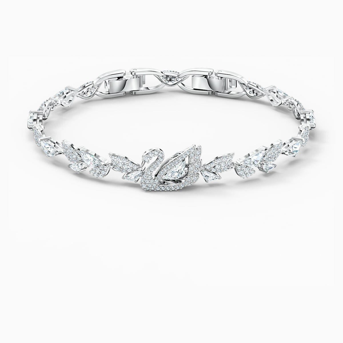 DANCING SWAN BRACELET, WHITE, RHODIUM PLATED 5536767