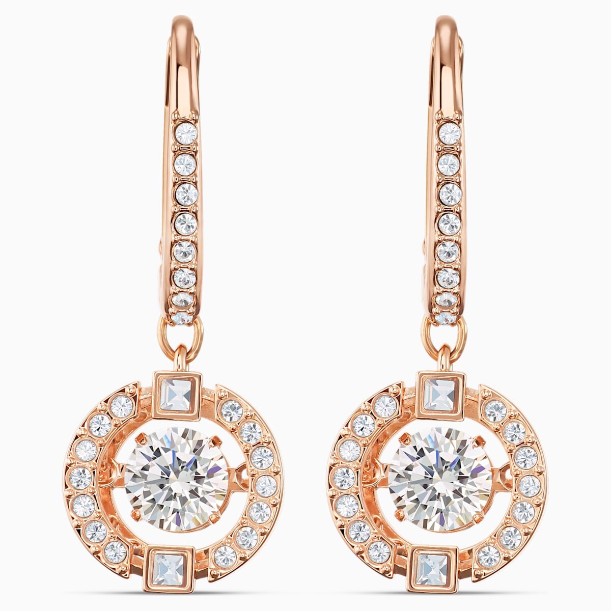 SWAROVSKI SPARKLING DANCE PIERCED EARRINGS, WHITE, ROSE-GOLD TONE PLATED