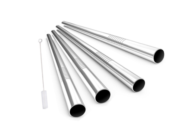 Reusable Stainless Steel Drinking Straw 5 Set with Travel Case and Cleaning Brush Eco Friendly Smoothie
