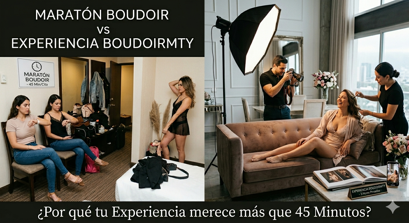Maratones Boudoir vs. Sesiones Privadas: ¿Por qué tu experiencia merece más que 45 minutos?