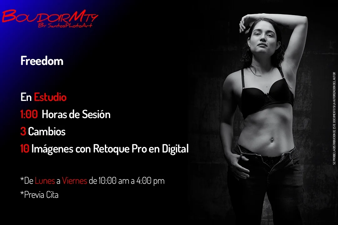 Paquete de fotografía Freedom Boudoir en Monterrey - Sesión de libertad y expresión corporal