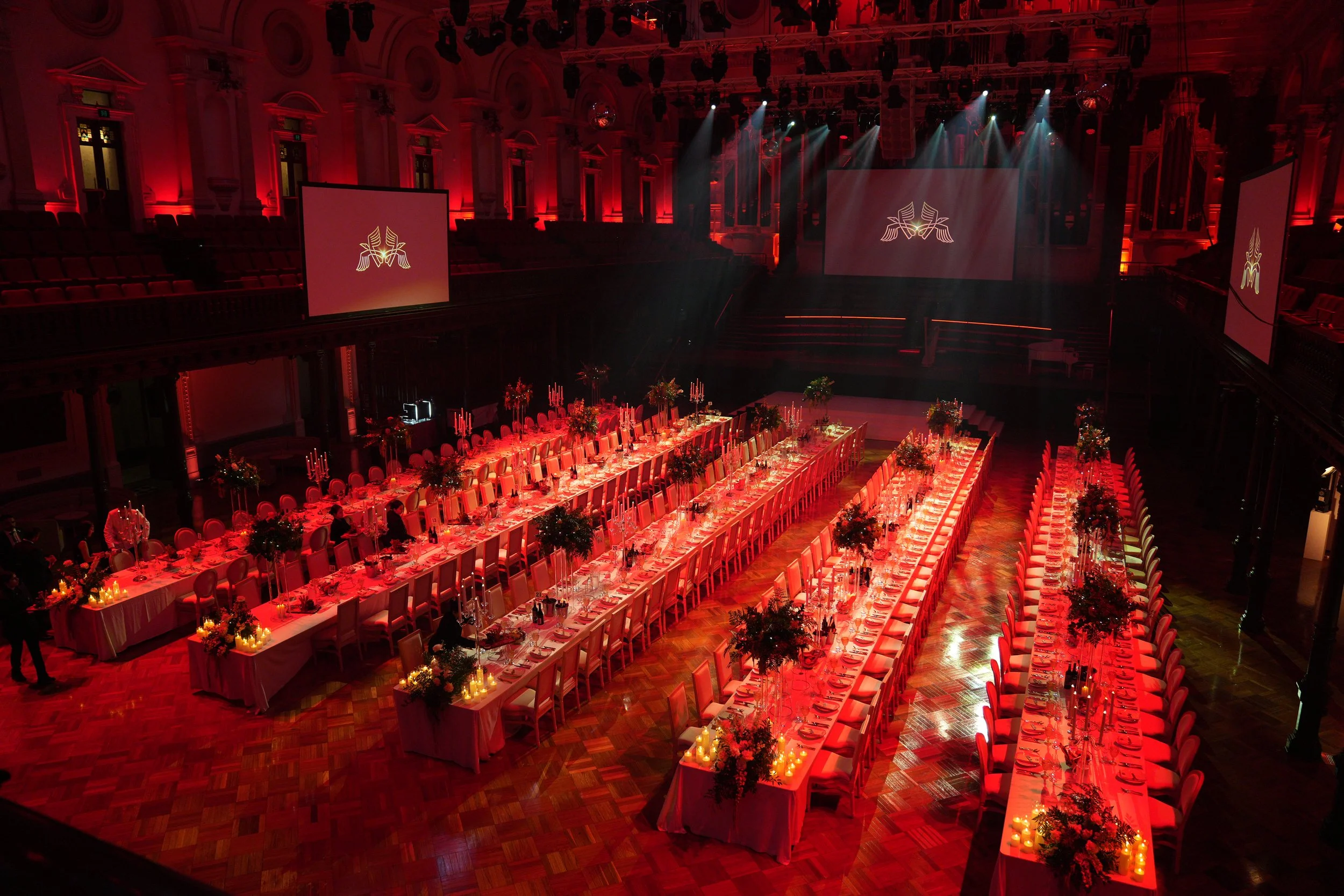 Sydney Town Hall set for a corporate gala event where Andrew Gill worked as MC