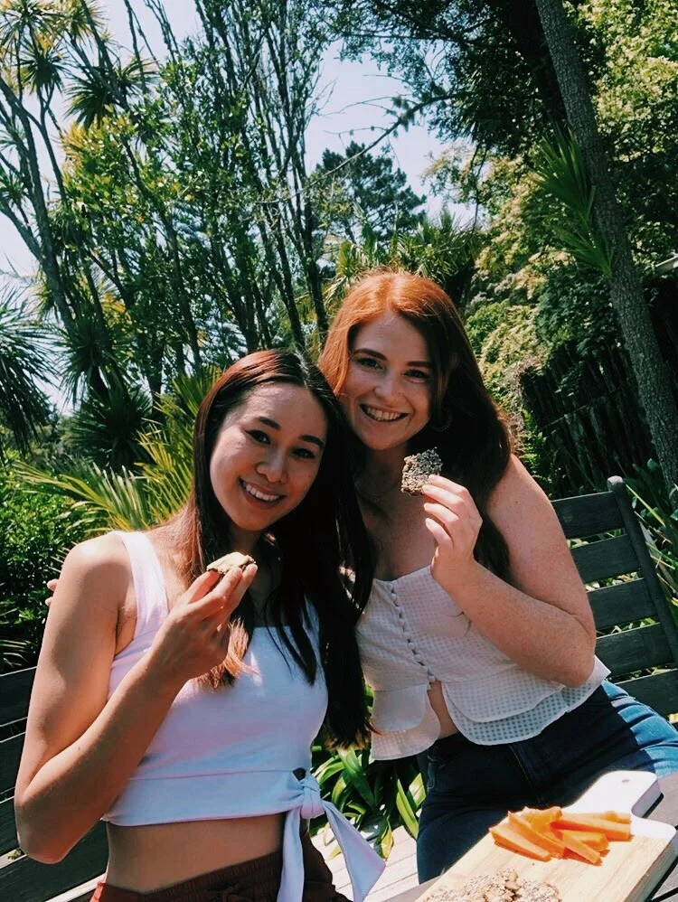 Vivian and I enjoying a Super Seed Cracker Platter (try saying that fast!)