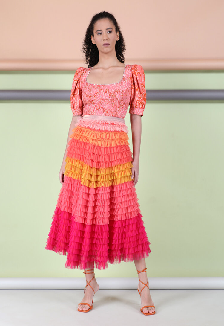 37238 LUCILLE TOP DP GROUP 2659_SS22 &amp; 92075 NEEMA SKIRT CANDY PINK GROUP