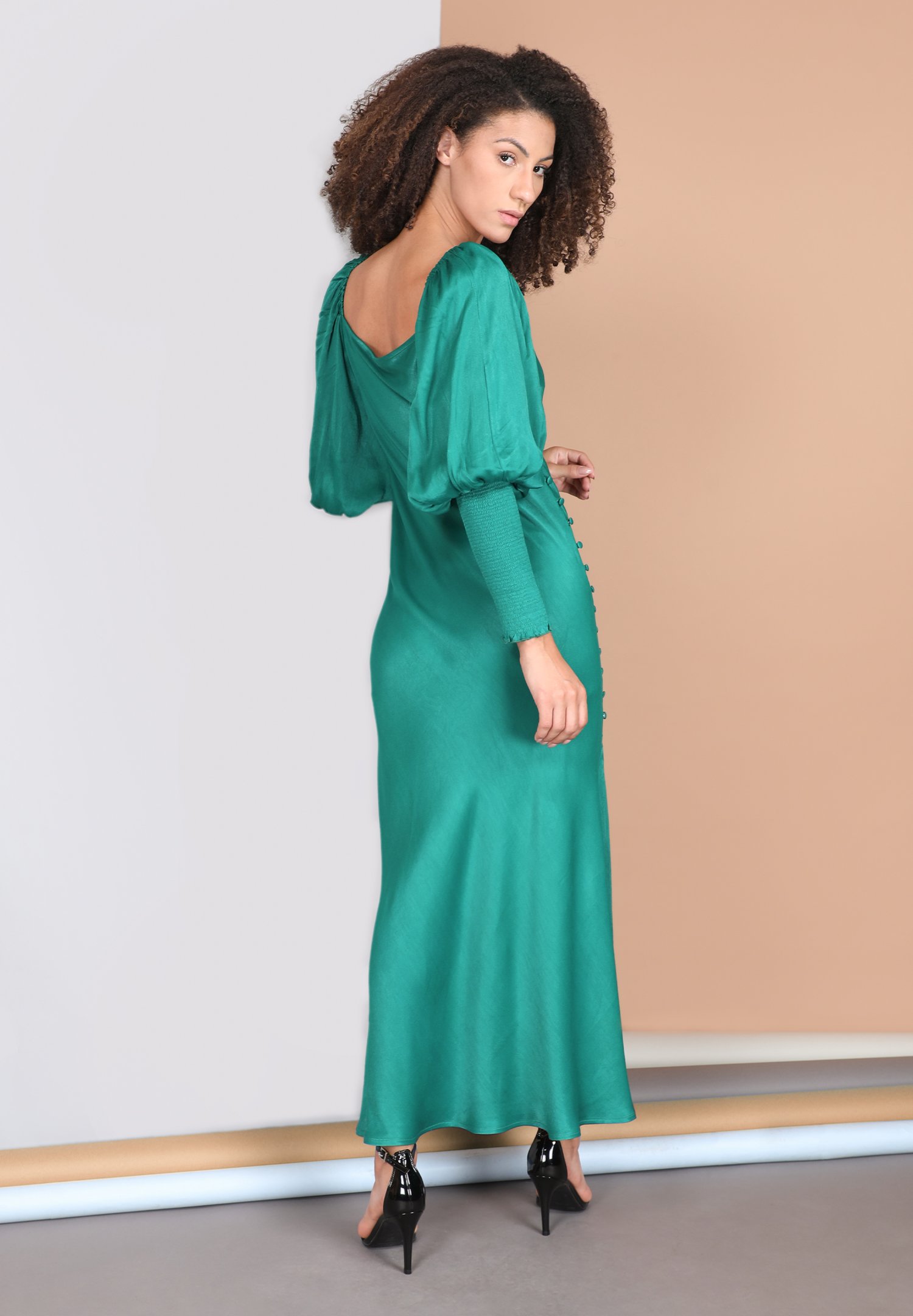 401732 EDIE DRESS CHAPPLE GREEN