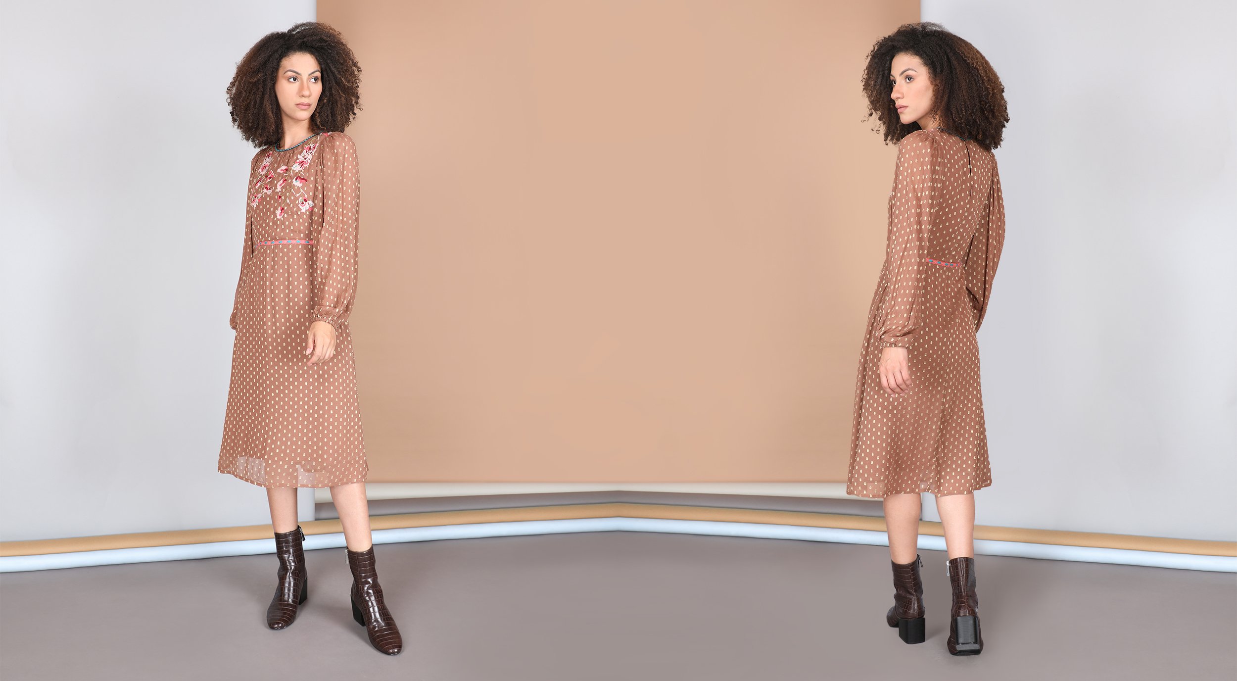 401684 EDREINA DRESS PECAN BROWN