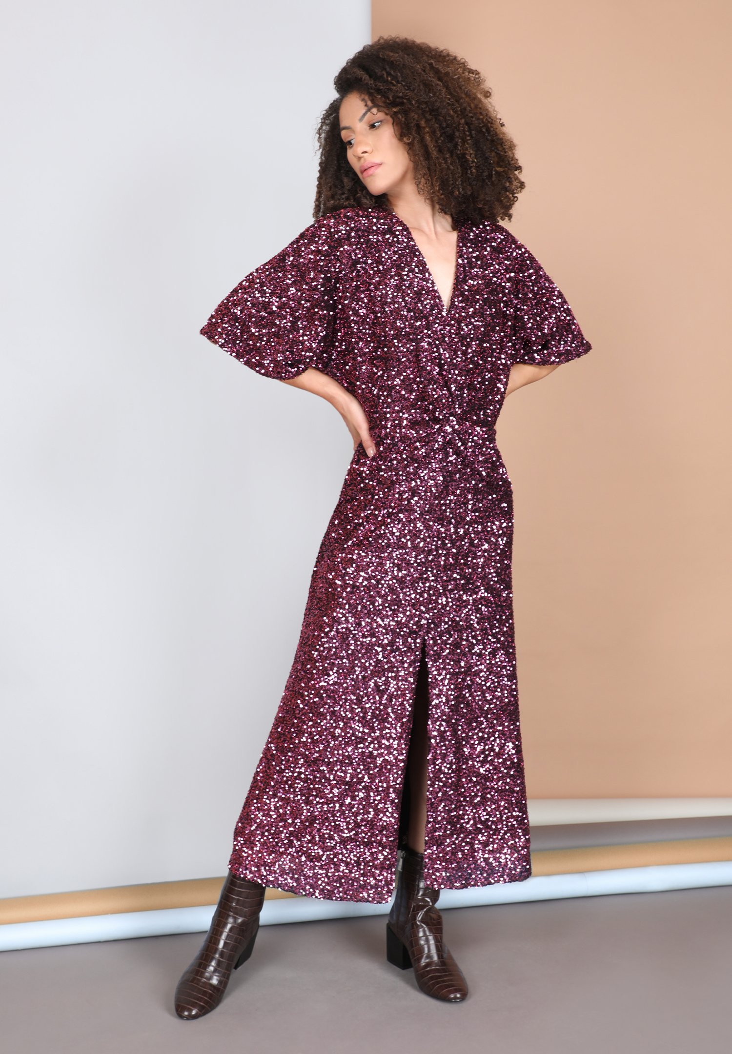 401728 LYDIAL DRESS BEETROOT