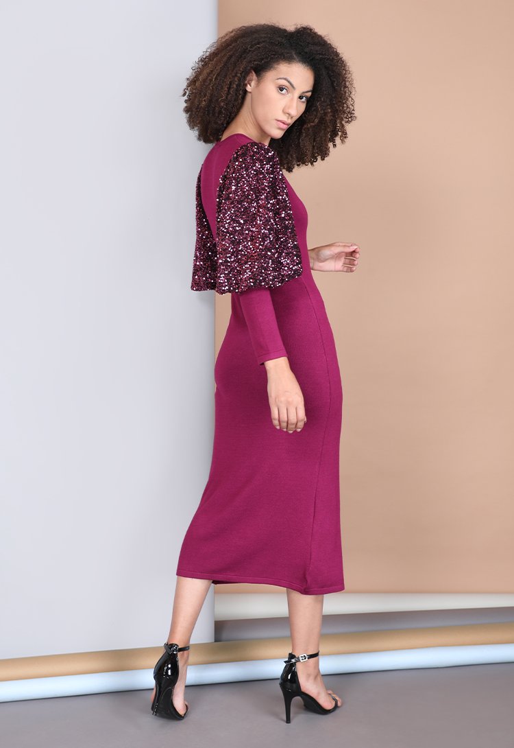 401754 LILIANNA KNITTED DRESS BEETROOT