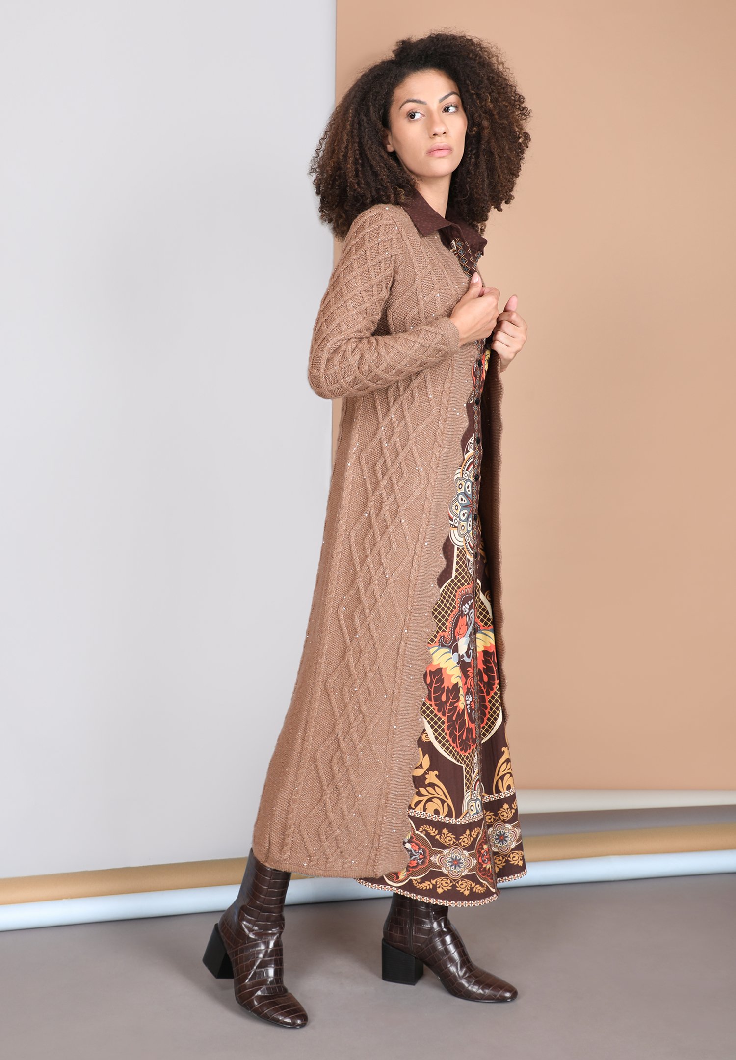 23241 LEVINIA KNITTED COVERUP CANYON BROWN