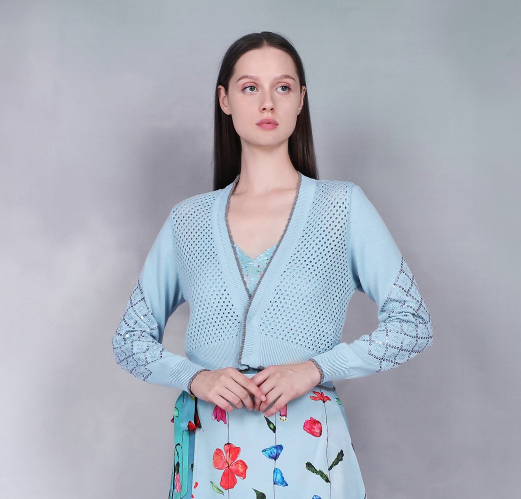 23631 FRANCOISE KNITTED CARDIGAN SOFT SKY