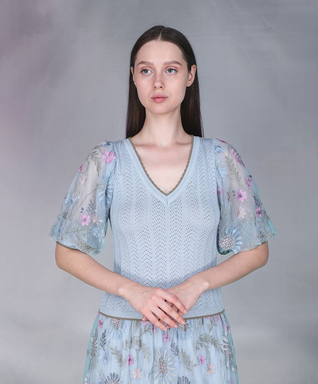 38257 ERNEY KNITTED TOP SOFT SKY GROUP