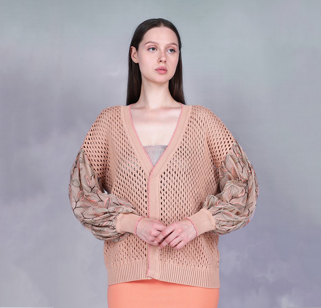 23619 ENEE KNITTED COVERUP PEACH GROUP