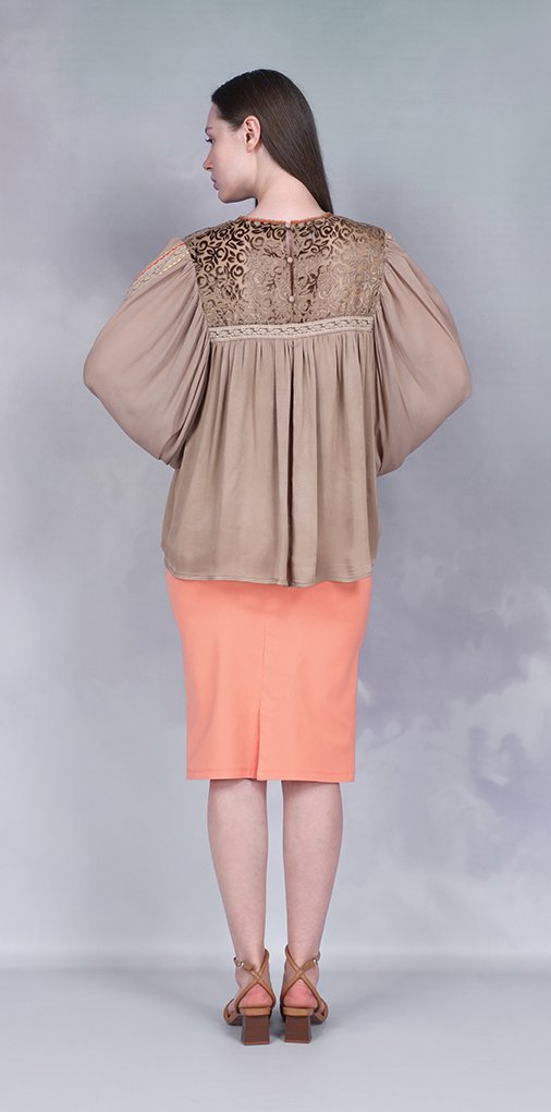 38202 NIYARA TOP TELEGREY &amp; 92586 ANJA SKIRT FLAMINGO 