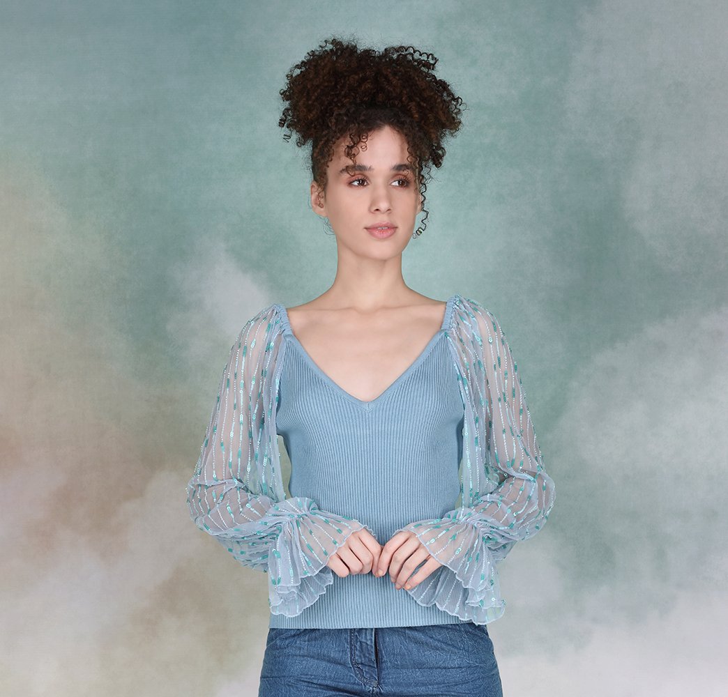 38480 WALTERINE KNITTED TOP SOFT SKY GROUP 