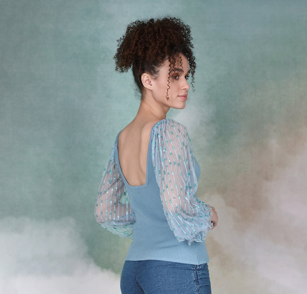 38480 WALTERINE KNITTED TOP SOFT SKY GROUP 