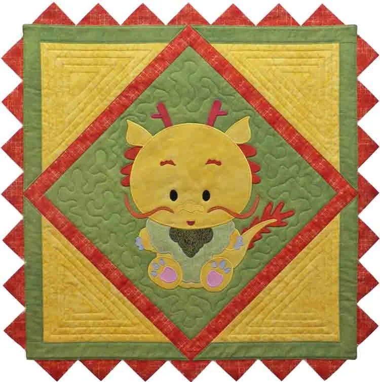 custom baby dragon quilt by Whimzie Quiltz and More