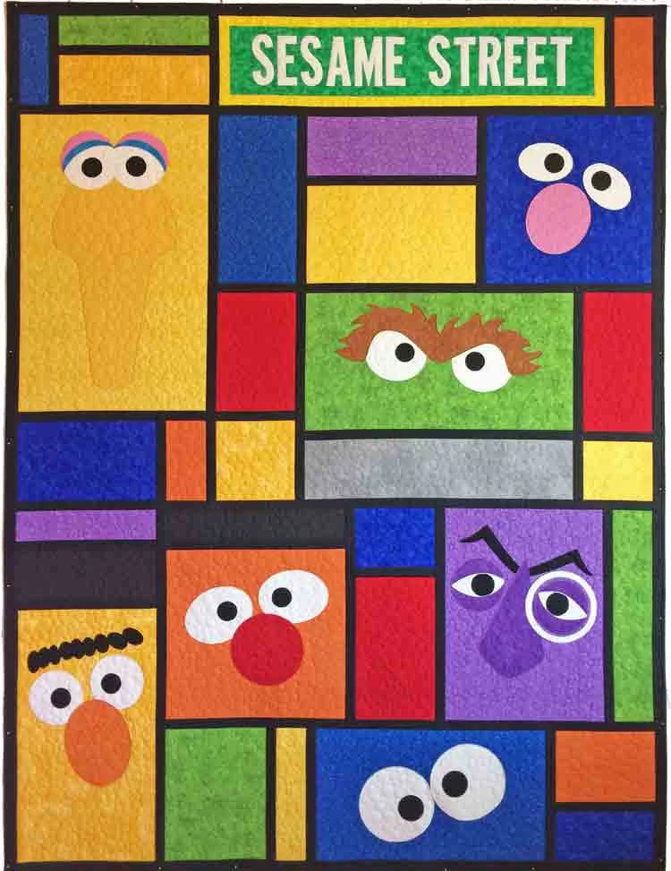 custom Sesame Street quilt by Whimzie Quiltz and More