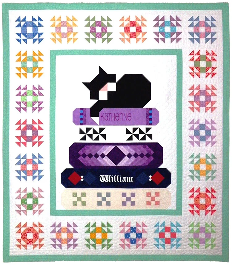 custom sleeping cat quilt by Whimzie Quiltz and More