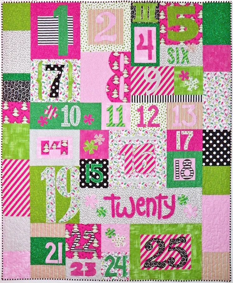 custom Christmas countdown quilt by Whimzie Quiltz and More