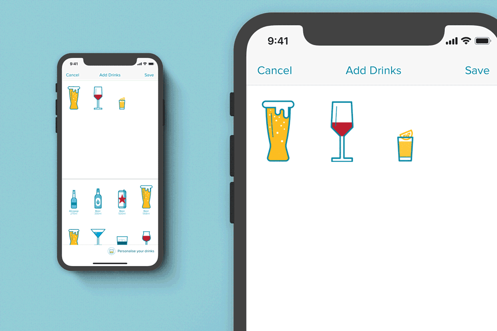 ABOVE: Track units, calories and cost via our Drink Tracker to build a picture of your drinking over time.
