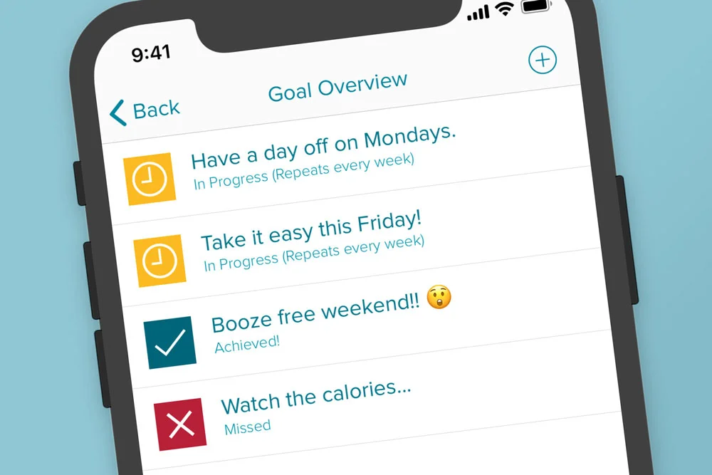 ABOVE: Setting goals is a great way to start drinking less