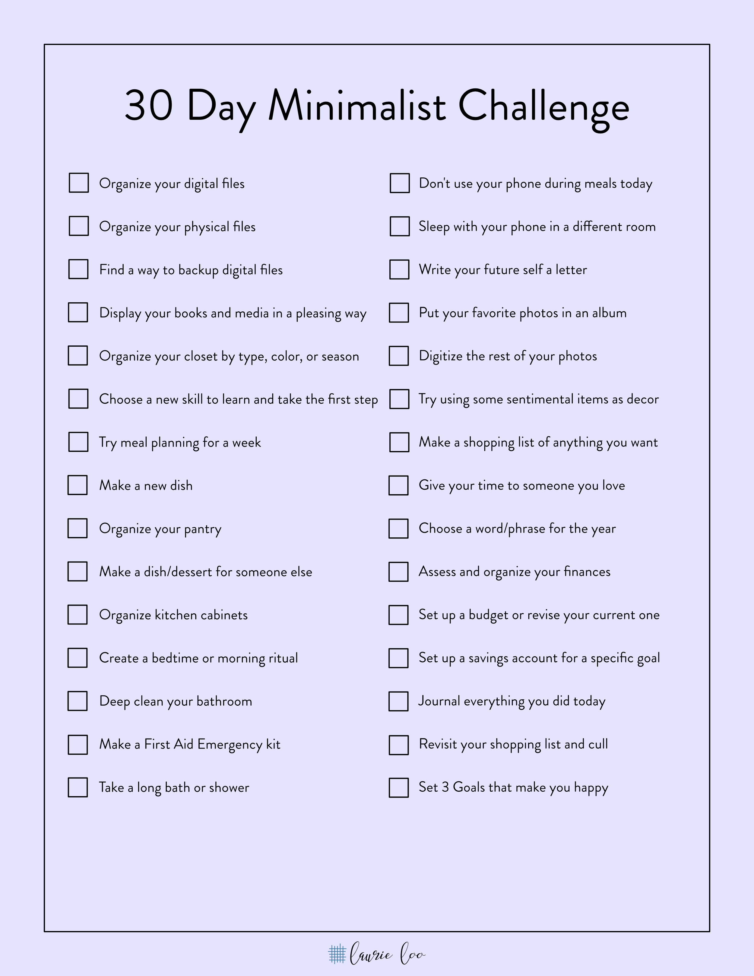 The 3 Step Minimalist Challenge 10, 20, and 30 Days — The Laurie Loo