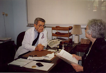 Dr. John Sarno in meeting with Arlene Feinblatt, PhD