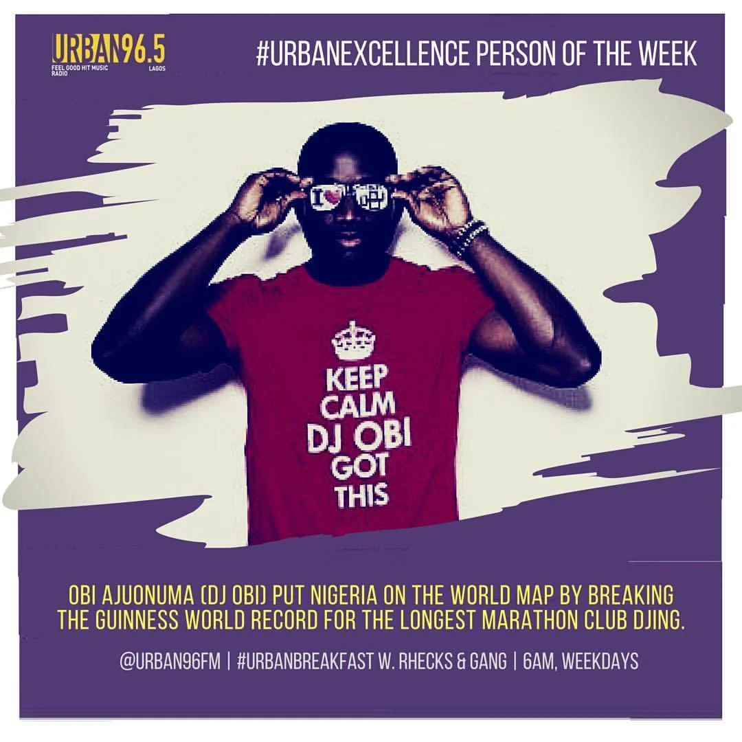 @djobiajent got the #UrbanExcellence shutout on the #UrbanBreakfast show last Wednesday for walking the plank and setting the benchmarck high. The #GuinnessWorldRecord review of his massive effort is still underway but anyday now, he should be crown…