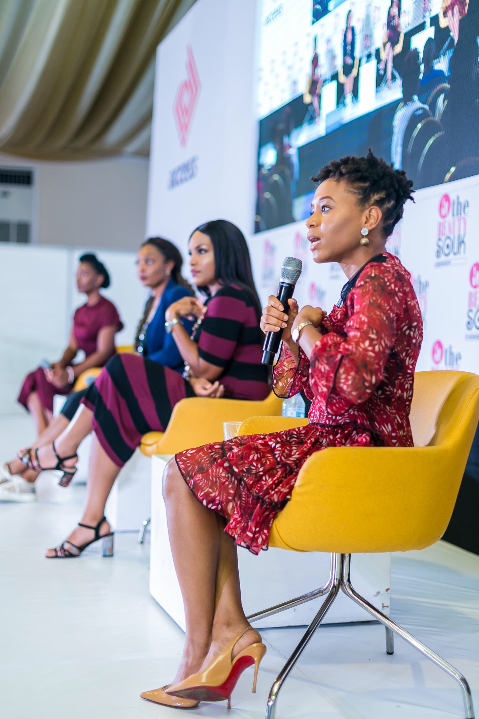 Masterclass panelists L-R by Instagram handles: @orekagodis, @kemilewis of @klsnaturals, Elaine Shobanjo of @shomya_lag and Koyinsola Vera Cruz of @tressesbykvc