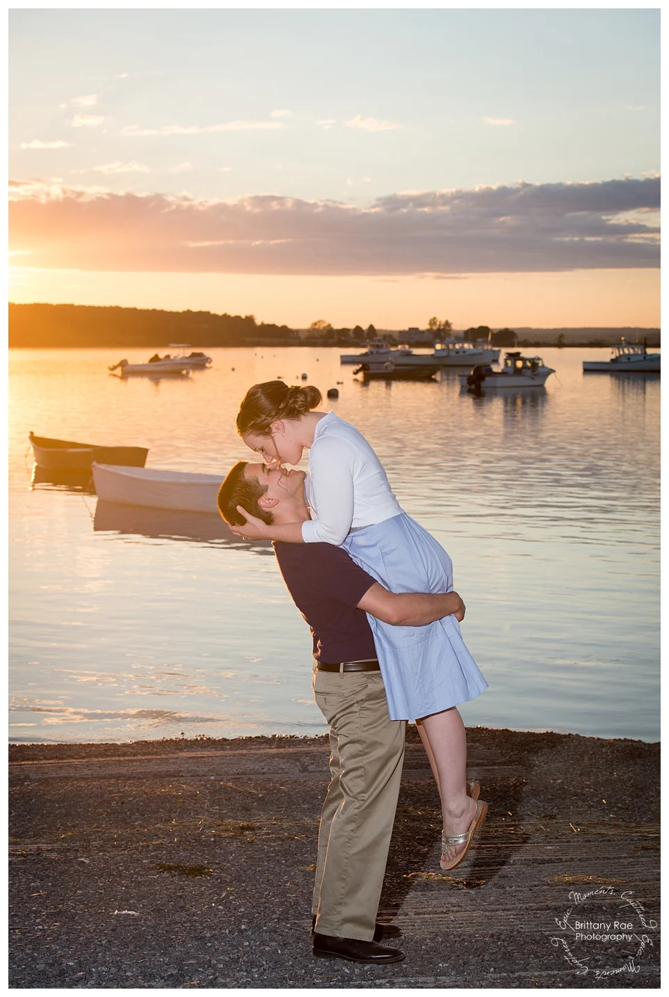 Ocean Engagement Portraits Maine Wedding Photographers - Sunset Engagement