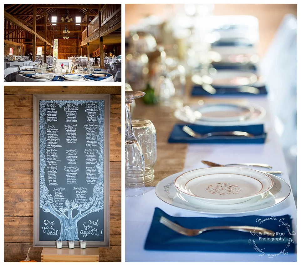 King's Hill Inn and Barn - Maine Barn Wedding by Maine Wedding Photographers - Vintage Plates at Wedding
