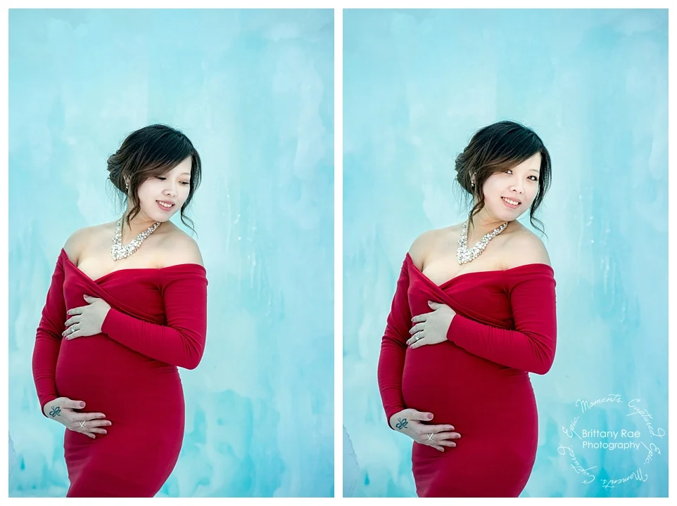 Ice Castle Maternity Photos in Lincoln New Hampshire by Maternity Photographer -