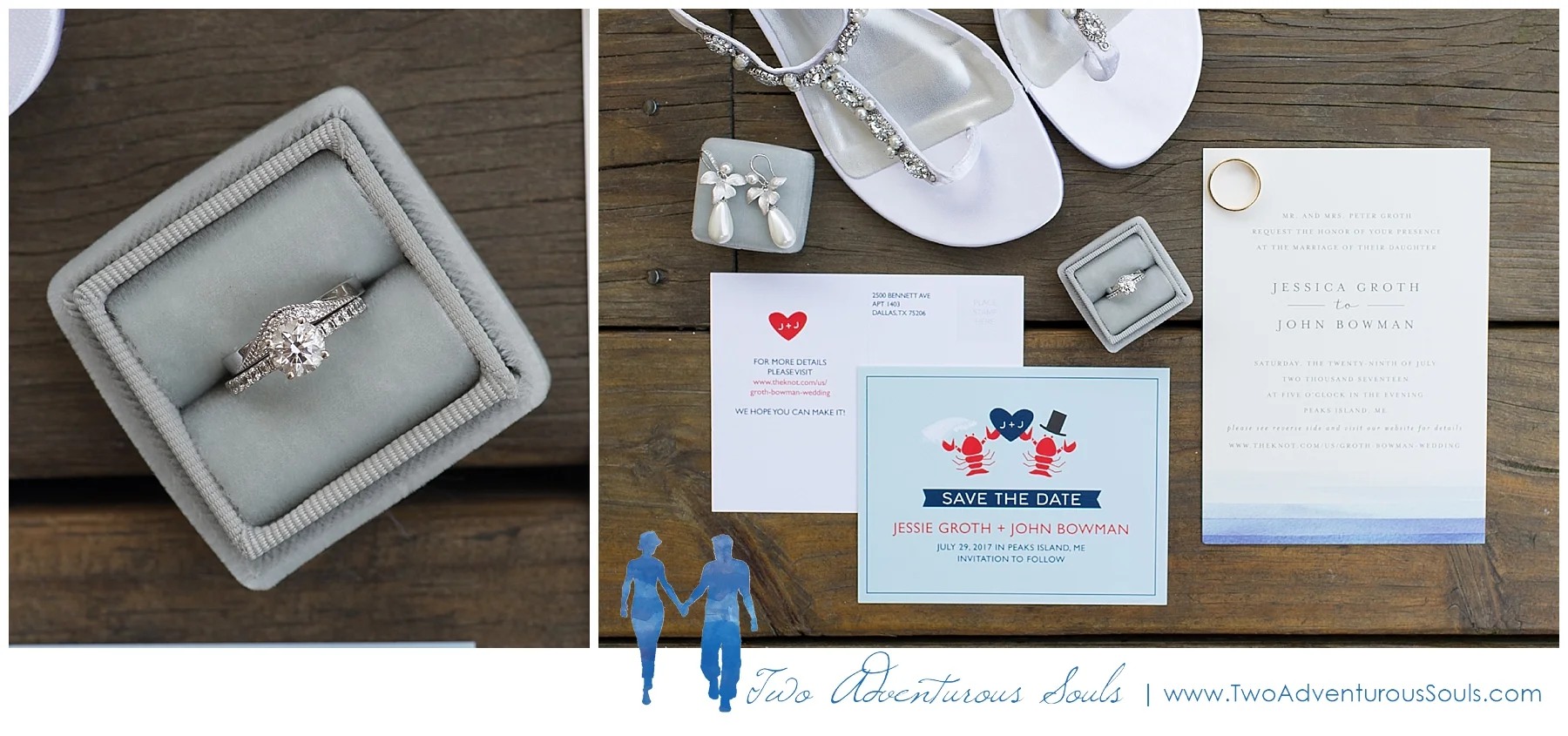 Peaks Island Wedding Photographers, Harborview at Jones Landing wedding, Portland Maine, Two Adventurous Souls_Lobster Wedding Invitations