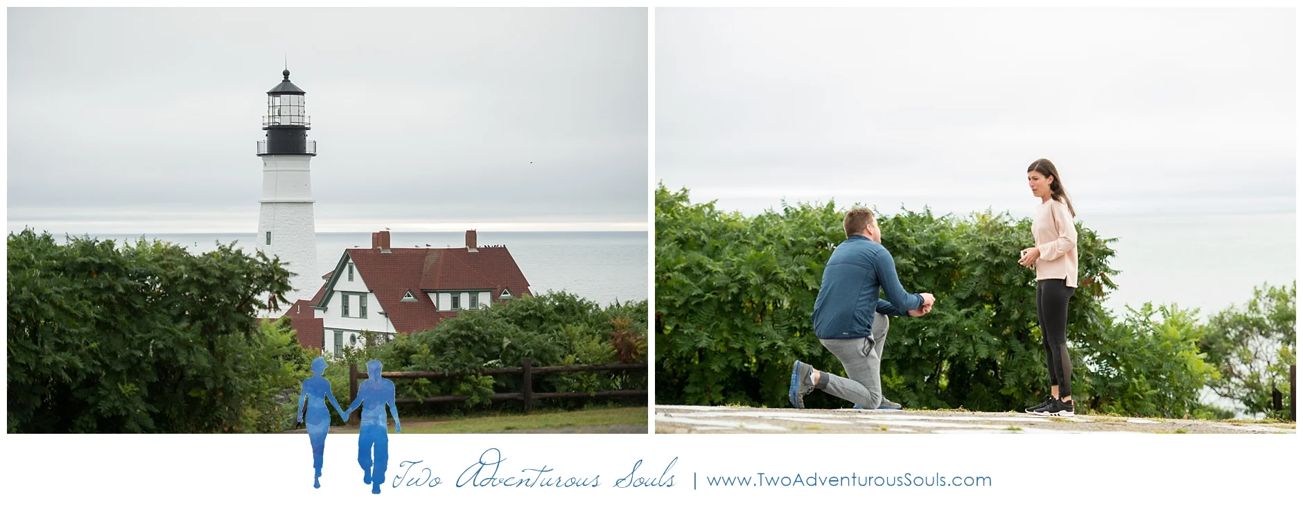Portland Headlight Surprise Proposal by Maine Wedding Photographers - Two Adventurous Souls -